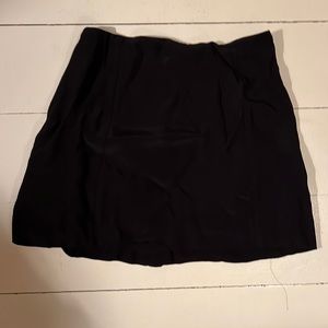 Reformation black satin mini skirt